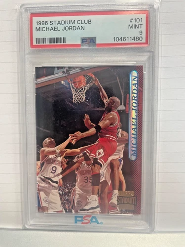 MICHAEL JORDAN 1996/97 STADIUM CLUB BASKETBALL CARD 101 CHICAGO BULLS PSA 9 MINT