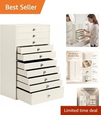 Large Capacity Jewelry Case with 10 Drawers - Perfect for Rings and Bracelets