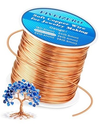  82ft Copper Wire for Jewelry Making, Pure Dead Soft Bare Copper 20 Gauge 1