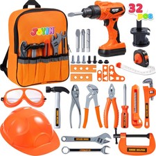 JOYIN 32-Piece Kids Tool Set w/ Construction Backpack Costume  Elec Drill Toy