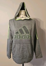 adidas Youth Boys Hoodie Pullover Sweatshirt Medium Heather Gray With Logo 18/20