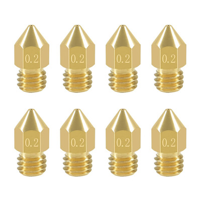Aokin 8 Pcs 0.2Mm MK8 Extruder Nozzles 3D Printer Nozzles for Creality Ender 3/3