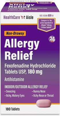 Allergy Relief 180 Mg Non-Drowsy Healthcare Aisle 180 Tablets 24 Hour Relief
