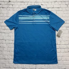 PGA TOUR Polo Men  s XL Blue Striped PROSERIES Athletic Fit Golf Moisture NWT