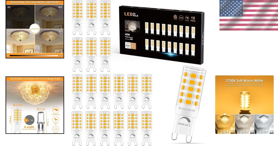 Energy-Efficient Dimmable G9 LED Bulbs, 2700K Soft White - 40W Equivalent, 18Pk - Image 2 of 4