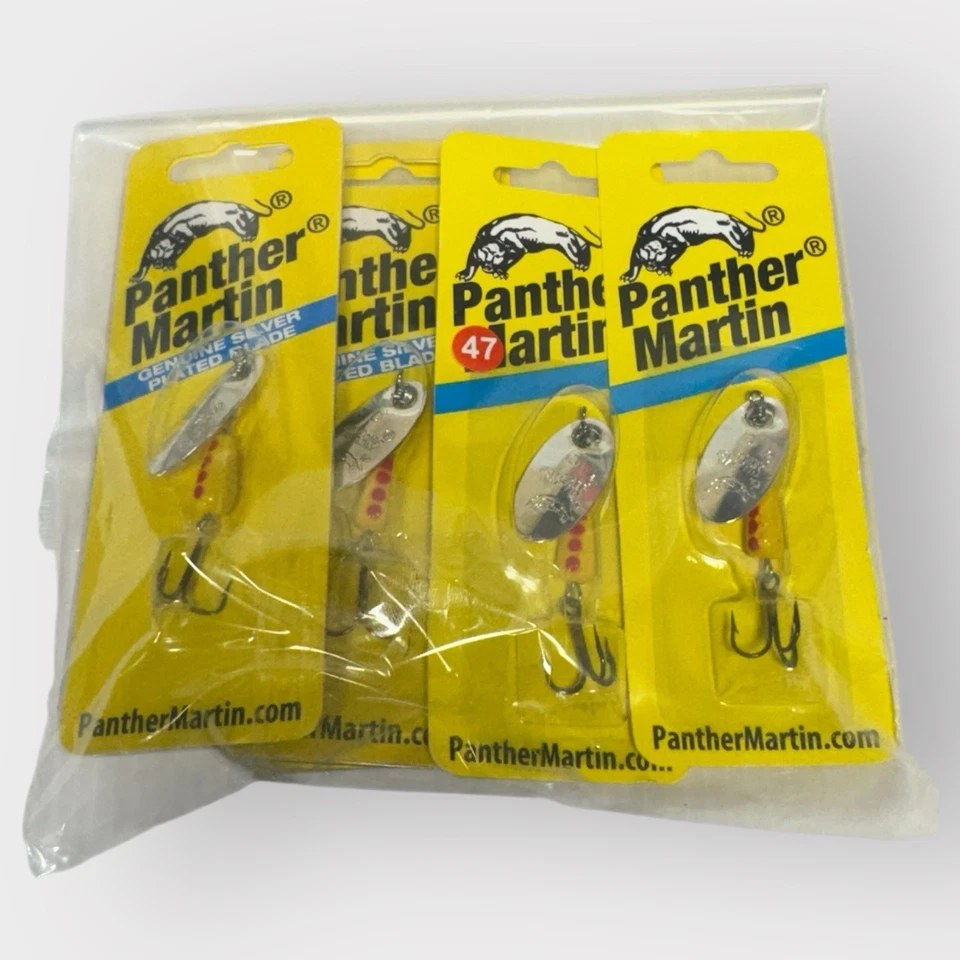 LOTE DE 5 AMARILLOS señuelos de pesca Panther Martin clásicos giratorios lágrima 1/4 oz Foto 3 de 3
