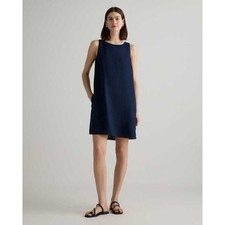 Quince 100% European Linen Tank Mini Dress Small Deep Navy Classic Breathable