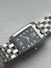 Citizen Eco Drive Tank Men’s Vintage Silver Black Watch Solar Roman Numeral Dial