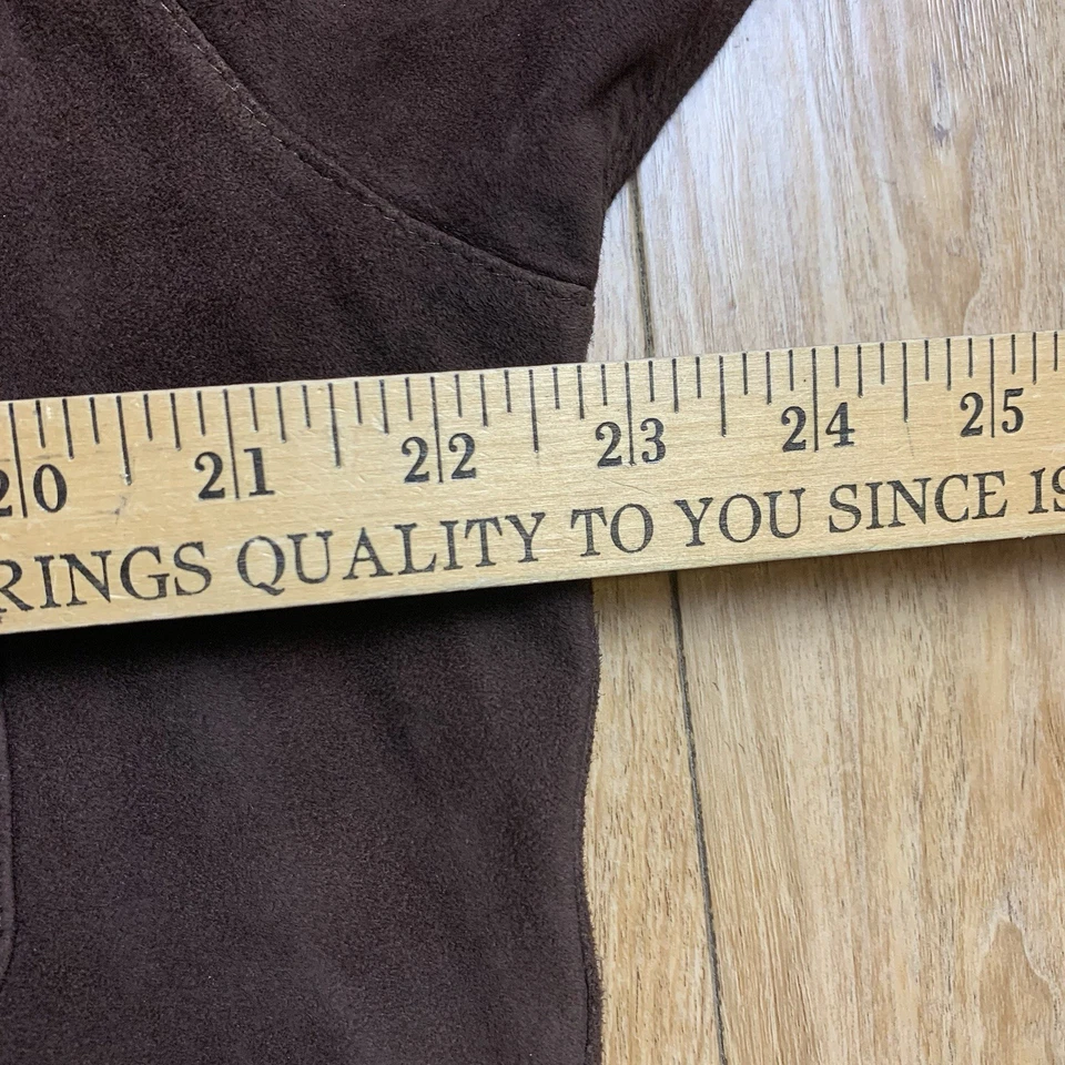 Camisa Barneys Nueva York Hombres Grande Marrón Gamuza Cabra Abotonada LS Hecha en Italia *LEER Foto 3 de 4