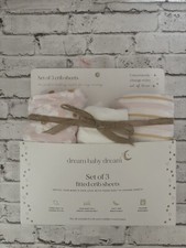 Dream Baby Dream Set Of 3 Pink Fitted Crib Sheets NWT