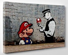 Banksy Super Mario Leinwand Wandbild Holz gerahmt fertig zum Aufhängen verschiedene Größen