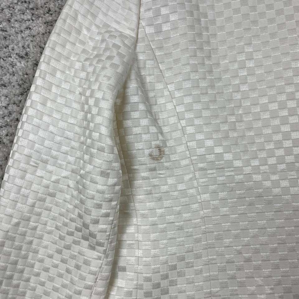 Chaqueta Armani Collezioni Mujer 2 Blazer *MANCHAS PEQUEÑAS* Tejido Cesta Blanco Perla Foto 4 de 4