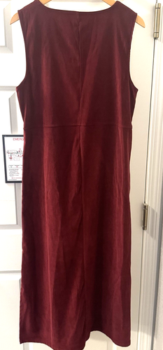 VTG 90s Jane Ashley Burgundy Velvet Maxi Dress Paisley Cottage Sleeveless Sz L - Picture 6 of 7
