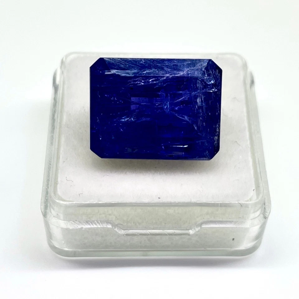 16.92 Cts Certified Natural Tanzanite Emerald Cut Vibrant Blue Loose Gemstone - Image 3 of 4