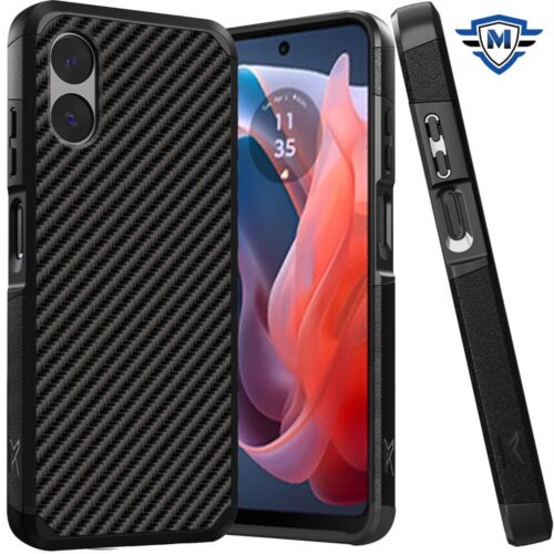 For Motorola Moto G Play 2024 Tough Strong MetKase Magnet Mount Friendly Carbon