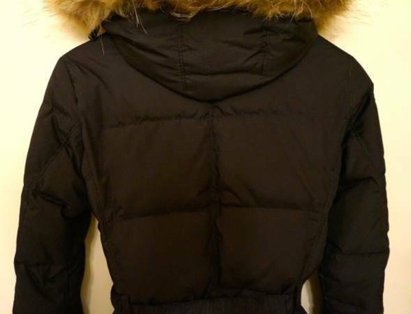 womens black hooded down and feather coat size M