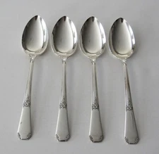 Wm A Rogers Oneida RIO Silverplate 4 OVAL SOUP SPOONS 1939 Flatware