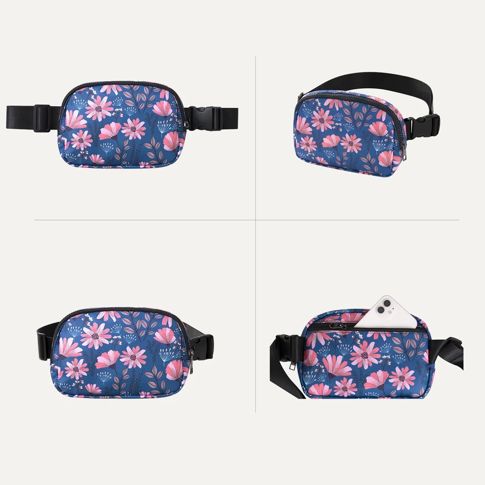 Unisex Belt Bag Floral Fanny Pack for Women Men with Adjustable Strap Small W...