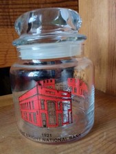 Vintage Bright National Bank in Flora, IN Glass Canister Commemorative 1921/1982