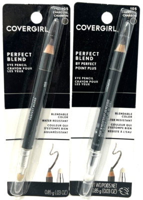 (2) Covergirl Perfect Blend Eye Pencil Sealed 0.03 oz Each 105 - Charcoal