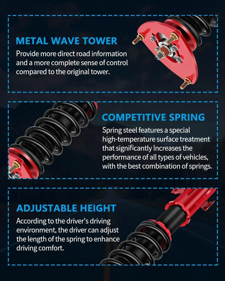 Kit de resorte de suspensión Coilovers Struts para Subaru Legacy BL 2005-2009 altura ajustable Foto 4 de 4