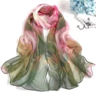 Floral Satin Scarf Wrap for Women Long Lightweight Beach Cover Summer Shawl