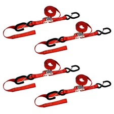 4 Pack 1" x 6' Cam Buckle Tie Down Strap w/ S Hook For Boat Motorcycle Bike