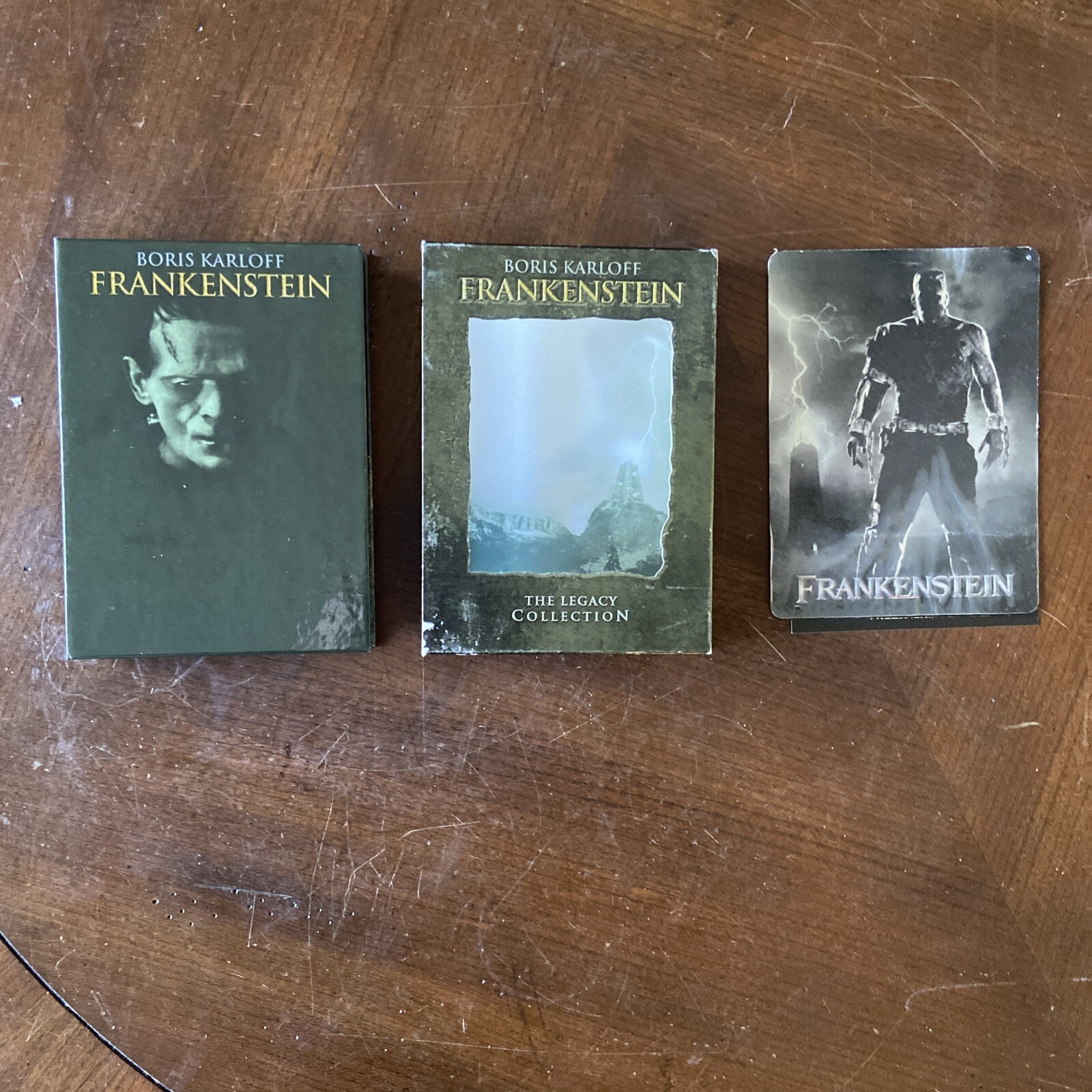 LOT (3) THE LEGACY COLLECTION-DRACULA, FRANKENSTEIN, THE WOLFMAN Metal tin