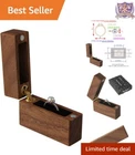Walnut Ring Box Portable Slim Case Dustproof for Engagement Wedding Proposal