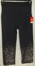SPANX Sz XL Crop Leggings Compression Shaping Active Black w/Silver Confetti NWT