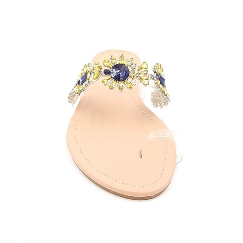 Vigo Fiore Women Embellished Slide Sandals Aurora Size US 8.5 Yellow Rhinestones - Picture 4 of 5