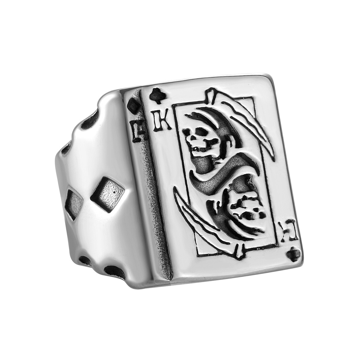 Mens Biker Death Grim Reaper Scythe Skull Ring Devil Clubs King