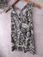 Loft Top Womens XXSP Black Tropical Racer Back Pullover Casual Blouse