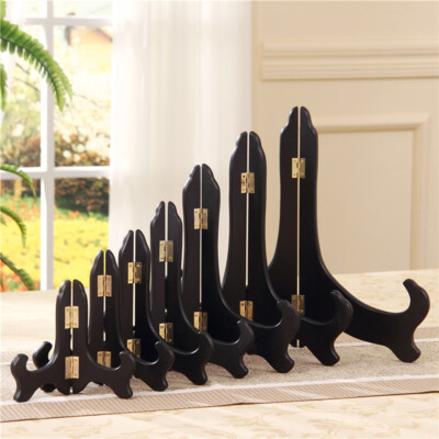 2/4 Packs Black Wooden Display Stand Plate Holder Easels (4/8/12 Inch)