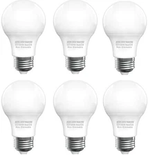 6-Pack A19 E26 LED Bulbs 60W Equivalent 5000K Daylight White 800LM Non-Dimmable