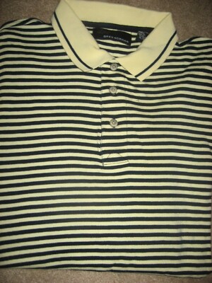 Mens Yellow Black Striped GREG NORMAN GOLF Polo Shirt XL