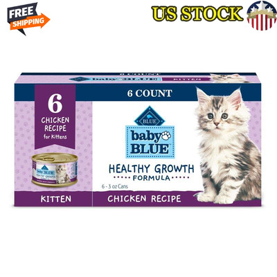 Baby Blue Buffalo Chicken Recipe Kitten Wet Cat Food DHA Growth 3oz Cans 6-Pack