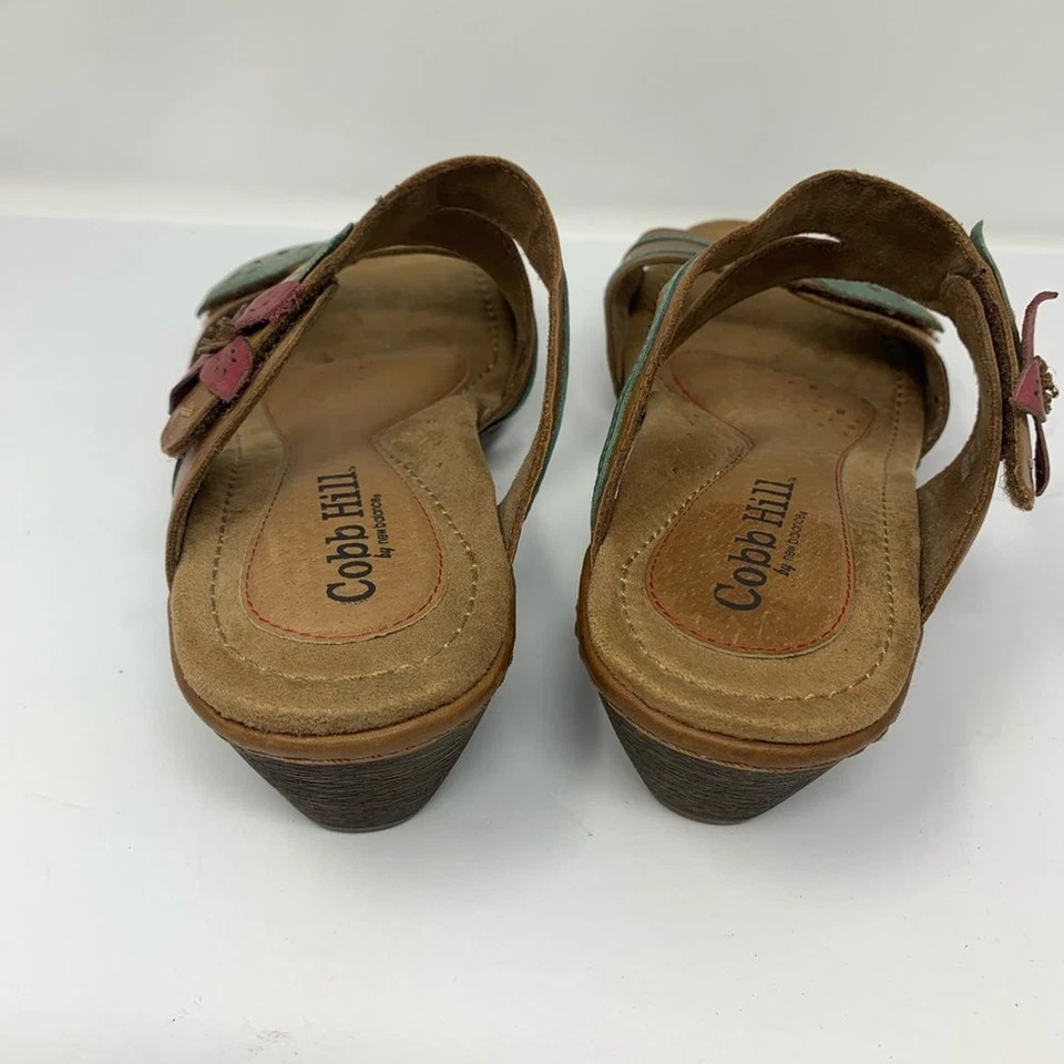 Cobb Hill 皮革花卉可调肩带懒人鞋跟凉鞋 11 码 — 第 4/4 张图片