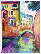 Claude Monet (Handmade) Oil Drawing On old Paper Signed & Stamped, Vtg Art