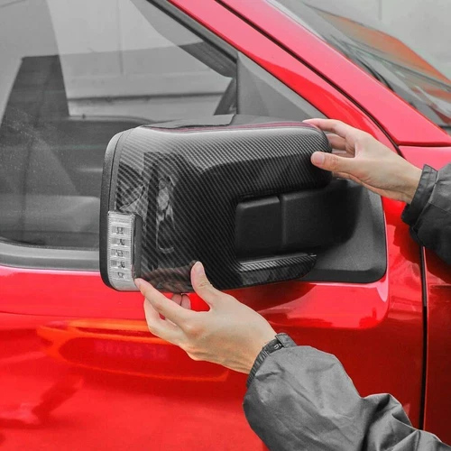Carbon Fiber Look Rear View Side Mirror Cover Trim For 2021-2023 Ford F150 F-150 - Picture 6 of 10