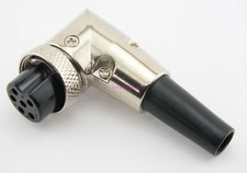 Microphone Mic Plug 6 Pin Female Right Angle with Rubber Boot by W5SWL