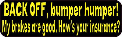 10×3 Black Back Off Bumper Humper Sticker Car Vinyl Window Decal Stickers Decals