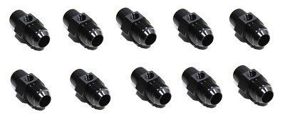 10pc BLACK Male 10AN to Male 1/2''NPT Straight Fitting+1/8''NPT Pressure/Temp Port