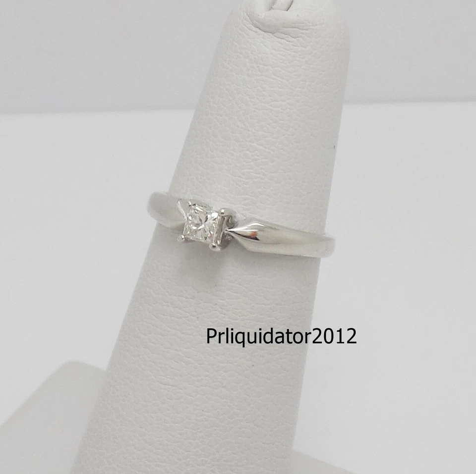 .18CT Natural Diamond Princess Solitaire Engagement Wedding Ring 10K White Gold - Image 3 of 4