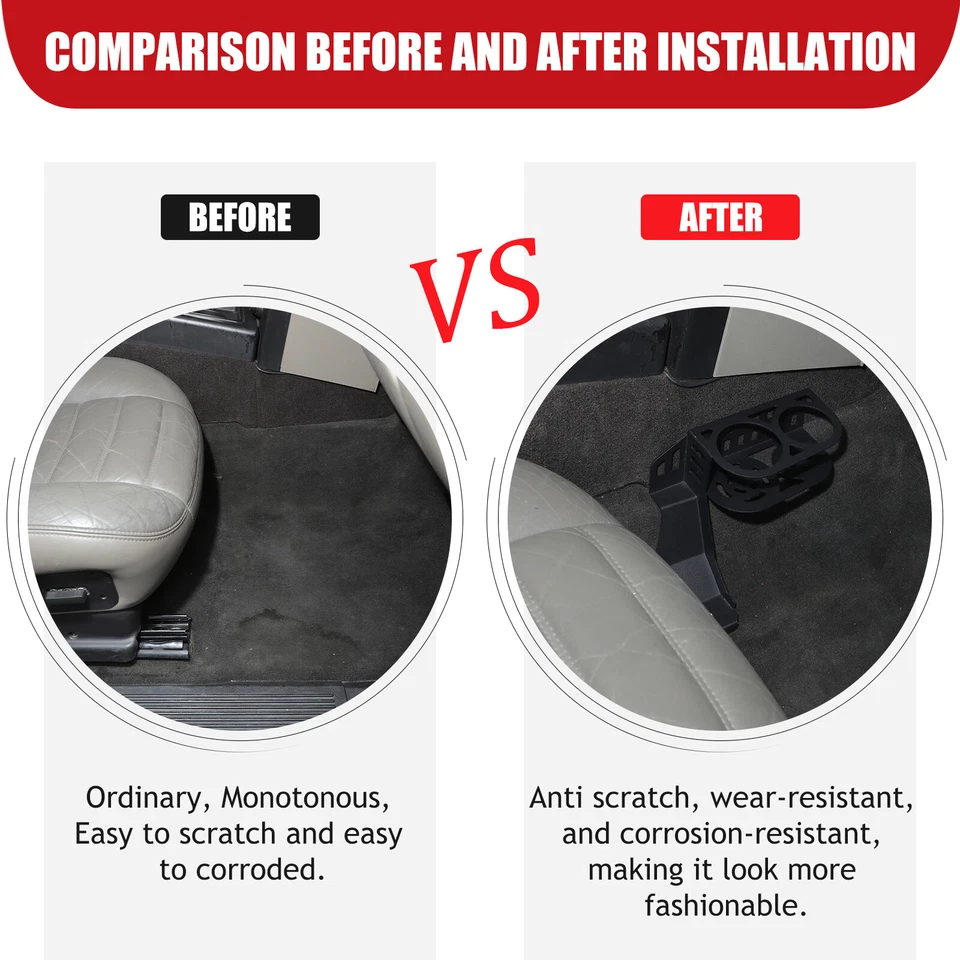 Portavasos de expansión de asiento de pasajero aleación de aluminio negro para Hummer H2 2003-2009 Foto 2 de 4