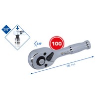 "Kstools Brilliant 1/4\" Mini-Umschaltknarre Mit Metallgriff, 100 Zahn"