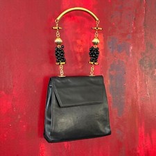 GIANNI VERSACE black leather embellished evening bag from F/W 1991/92