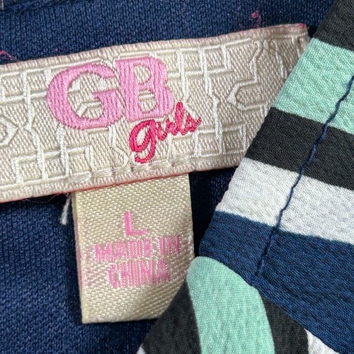 GB Girls Dress Girls Large Blue Multicolor Striped Long Sleeve Casual - Picture 6 of 9