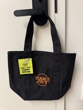 Trader Joe  s Mini Canvas Tote Shopping Bag - Black - NEW with TAGS