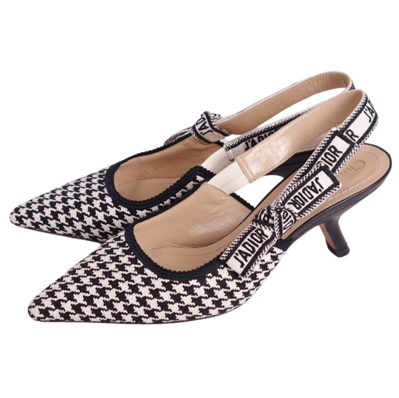 Christian Dior J'Adior Houndstooth Pointed-Toe Slingbacks [US7/VG] LTD From JP
